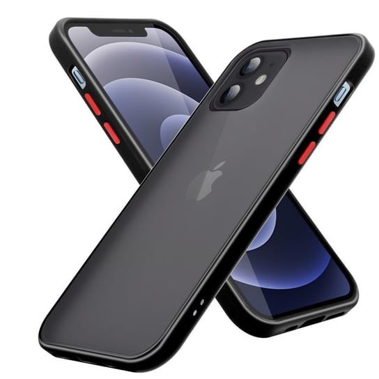 Pokrowiec Etui Do Apple iPhone 12 / 12 PRO w Matowe Czarno - Czerwone Guziki TPU Hard Case Obudowa Ochronny Cadorabo Cadorabo