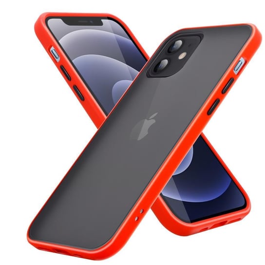 Pokrowiec Etui Do Apple iPhone 12 / 12 PRO w Matowe Czerwono - Czarne Guziki TPU Hard Case Obudowa Ochronny Cadorabo Cadorabo
