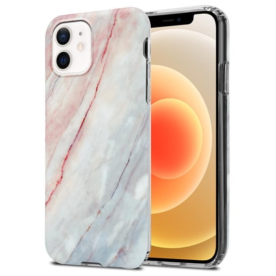Pokrowiec Etui Do Apple iPhone 12 / 12 PRO w Różowo Biały Marmur No. 21 Obudowa Case Cover Silikon Plecki Cadorabo Cadorabo
