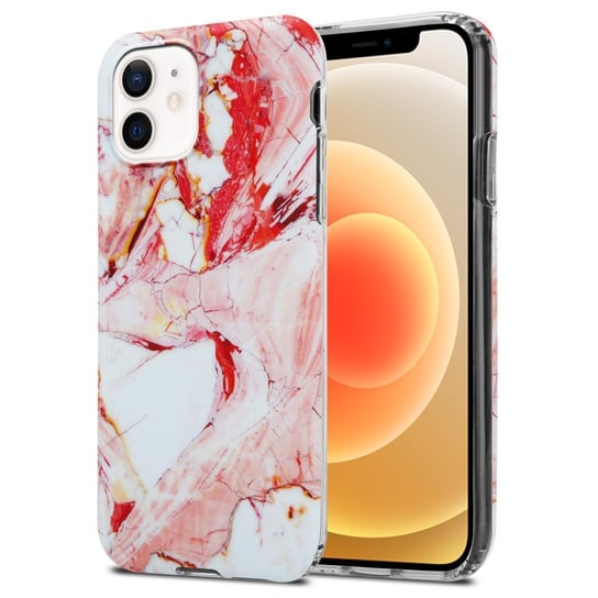 Pokrowiec Etui Do Apple iPhone 12 PRO MAX w Biało Różowy Marmur No. 20 Obudowa Case Cover Silikon Plecki Cadorabo Cadorabo