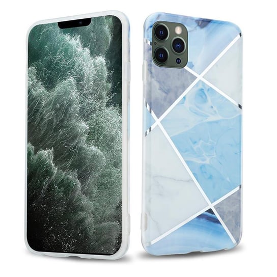 Pokrowiec Etui Do Apple iPhone 12 PRO MAX w Niebiesko Biało Szary Marmur No. 2 Obudowa Case Cover Silikon Plecki Cadorabo Cadorabo