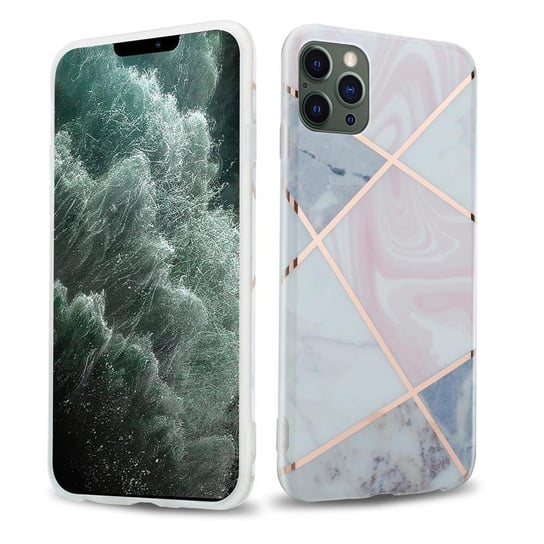 Pokrowiec Etui Do Apple iPhone 12 PRO MAX w Różowo Biało Złoty Marmur No. 9 Obudowa Case Cover Silikon Plecki Cadorabo Cadorabo