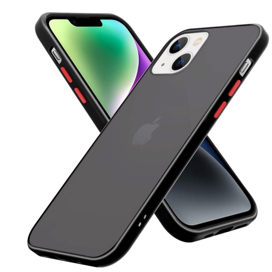 Pokrowiec Etui Do Apple iPhone 14 PLUS w Matowe Czarno - Czerwone Guziki TPU Hard Case Obudowa Ochronny Cadorabo Cadorabo