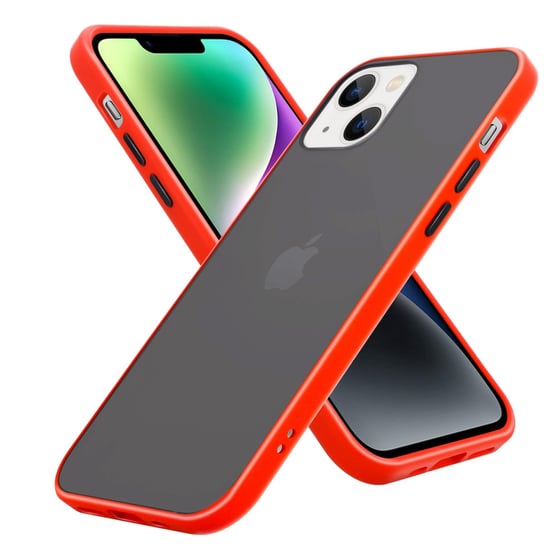 Pokrowiec Etui Do Apple iPhone 14 PLUS w Matowe Czerwono - Czarne Guziki TPU Hard Case Obudowa Ochronny Cadorabo Cadorabo