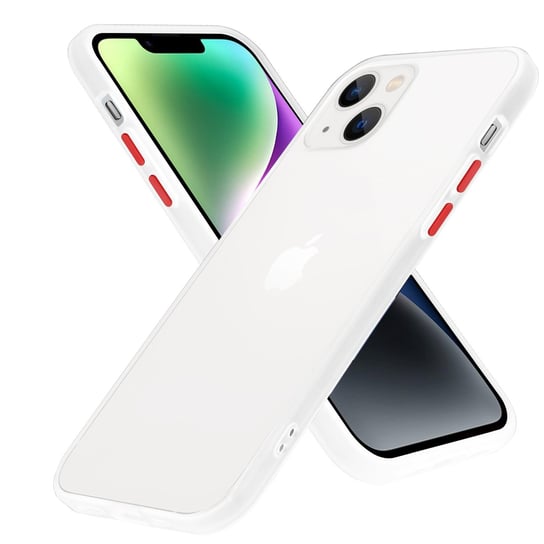 Pokrowiec Etui Do Apple iPhone 14 PLUS w Matowy Przezroczysty - Czerwone Guziki TPU Hard Case Obudowa Ochronny Cadorabo Cadorabo