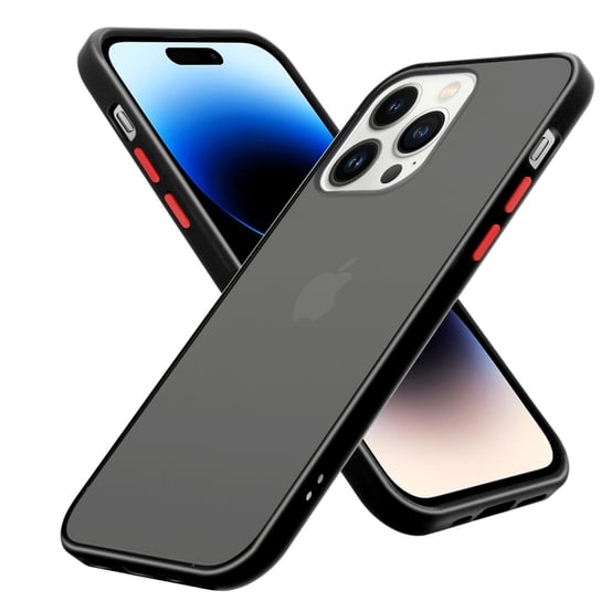 Pokrowiec Etui Do Apple iPhone 14 PRO MAX w Matowe Czarno - Czerwone Guziki TPU Hard Case Obudowa Ochronny Cadorabo Cadorabo