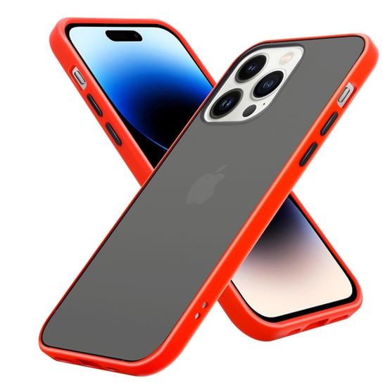 Pokrowiec Etui Do Apple iPhone 14 PRO MAX w Matowe Czerwono - Czarne Guziki TPU Hard Case Obudowa Ochronny Cadorabo Cadorabo