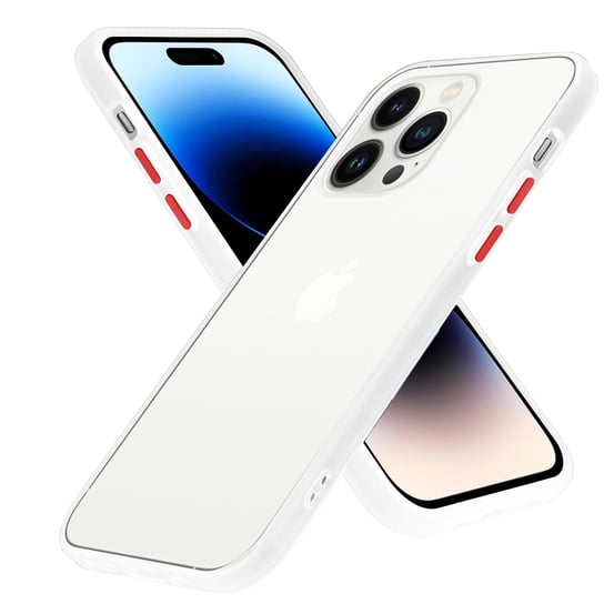Pokrowiec Etui Do Apple iPhone 14 PRO w Matowy Przezroczysty - Czerwone Guziki TPU Hard Case Obudowa Ochronny Cadorabo Cadorabo