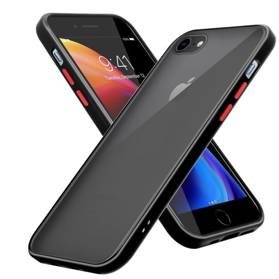 Pokrowiec Etui Do Apple iPhone 6 / 6S / 7 / 7S / 8 / SE 2020 w Matowe Czarno - Czerwone Guziki TPU Hard Case Obudowa Ochronny Cadorabo Cadorabo