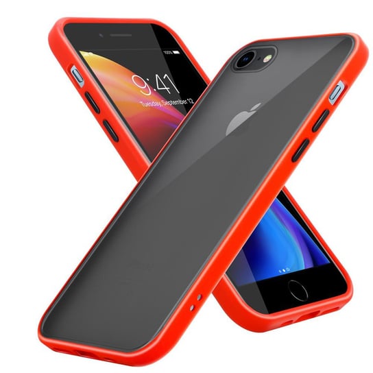 Pokrowiec Etui Do Apple iPhone 6 / 6S / 7 / 7S / 8 / SE 2020 w Matowe Czerwono - Czarne Guziki TPU Hard Case Obudowa Ochronny Cadorabo Cadorabo