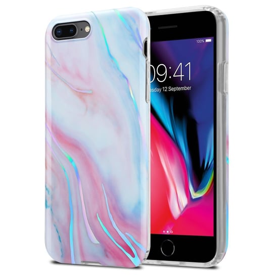 Pokrowiec Etui Do Apple iPhone 7 PLUS / 7S PLUS / 8 PLUS w Biało Różowy Marmur No. 15 Obudowa Case Cover Silikon Plecki Cadorabo Cadorabo