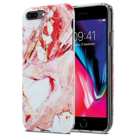 Pokrowiec Etui Do Apple iPhone 7 PLUS / 7S PLUS / 8 PLUS w Biało Różowy Marmur No. 20 Obudowa Case Cover Silikon Plecki Cadorabo Cadorabo