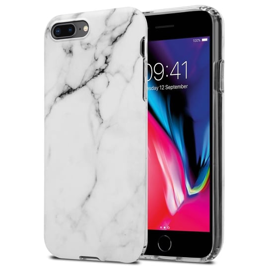 Pokrowiec Etui Do Apple iPhone 7 PLUS / 7S PLUS / 8 PLUS w Biało Szary Marmur No. 23 Obudowa Case Cover Silikon Plecki Cadorabo Cadorabo