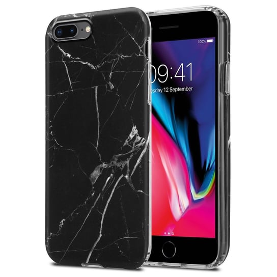 Pokrowiec Etui Do Apple iPhone 7 PLUS / 7S PLUS / 8 PLUS w Czarno Biały Marmur No. 22 Obudowa Case Cover Silikon Plecki Cadorabo Cadorabo