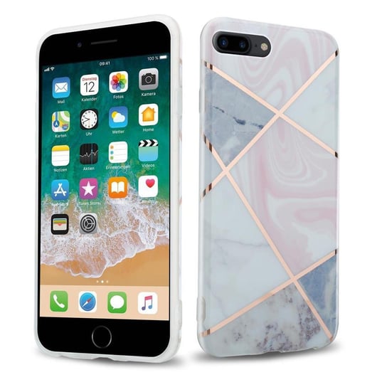 Pokrowiec Etui Do Apple iPhone 7 PLUS / 7S PLUS / 8 PLUS w Różowo Biało Złoty Marmur No. 9 Obudowa Case Cover Silikon Plecki Cadorabo Cadorabo