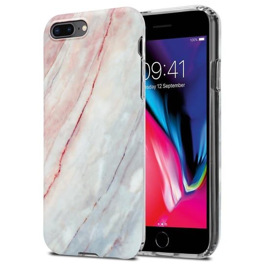 Pokrowiec Etui Do Apple iPhone 7 PLUS / 7S PLUS / 8 PLUS w Różowo Biały Marmur No. 21 Obudowa Case Cover Silikon Plecki Cadorabo Cadorabo