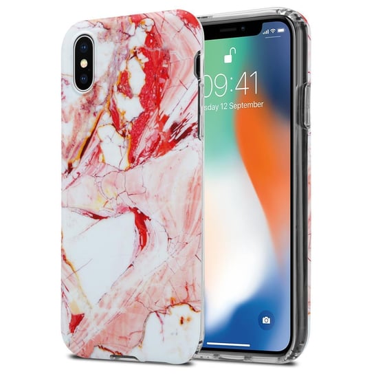 Pokrowiec Etui Do Apple iPhone X / XS w Biało Różowy Marmur No. 20 Obudowa Case Cover Silikon Plecki Cadorabo Cadorabo