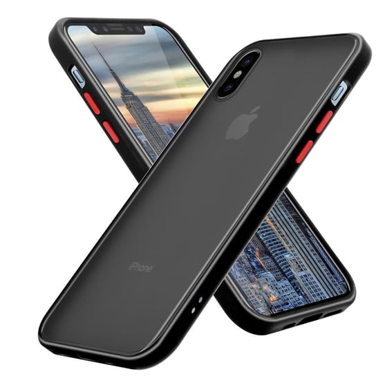 Pokrowiec Etui Do Apple iPhone X / XS w Matowe Czarno - Czerwone Guziki TPU Hard Case Obudowa Ochronny Cadorabo Cadorabo