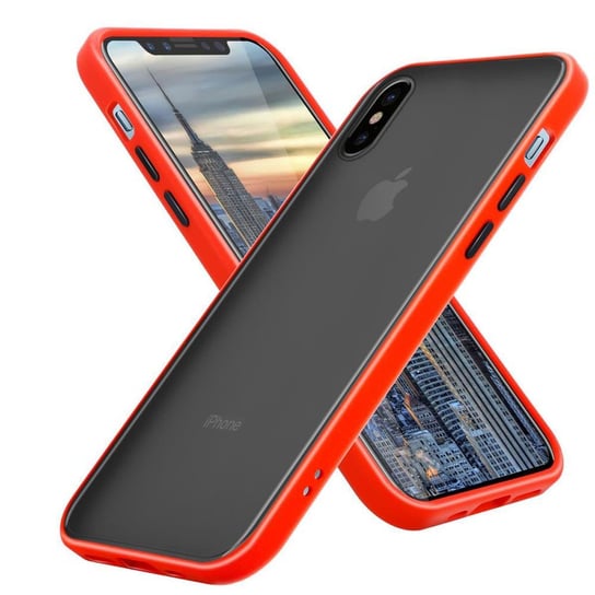 Pokrowiec Etui Do Apple iPhone X / XS w Matowe Czerwono - Czarne Guziki TPU Hard Case Obudowa Ochronny Cadorabo Cadorabo
