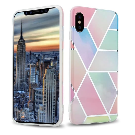 Pokrowiec Etui Do Apple iPhone X / XS w Tęczowy Marmur No. 11 Obudowa Case Cover Silikon Plecki Cadorabo Cadorabo