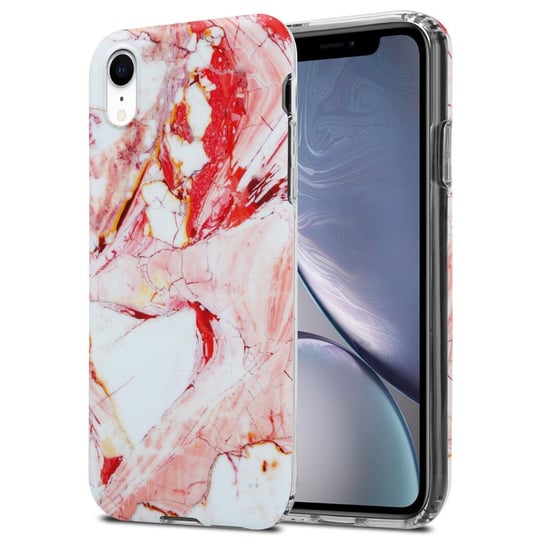Pokrowiec Etui Do Apple iPhone XR w Biało Różowy Marmur No. 20 Obudowa Case Cover Silikon Plecki Cadorabo Cadorabo