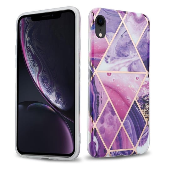 Pokrowiec Etui Do Apple iPhone XR w Fioletowe Fale Marmur No. 14 Obudowa Case Cover Silikon Plecki Cadorabo Cadorabo