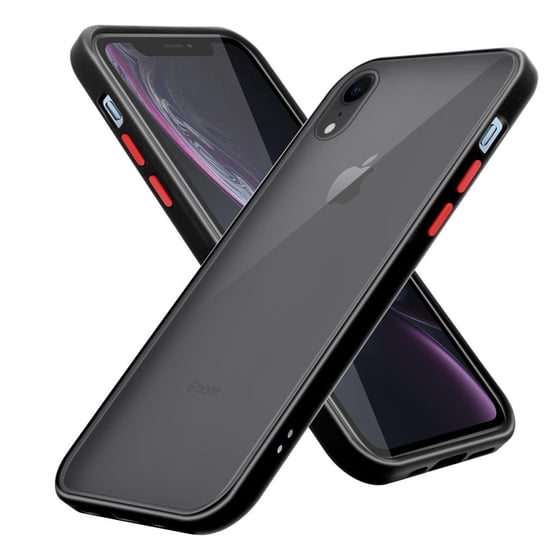 Pokrowiec Etui Do Apple iPhone XR w Matowe Czarno - Czerwone Guziki TPU Hard Case Obudowa Ochronny Cadorabo Cadorabo