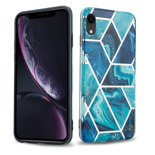 Pokrowiec Etui Do Apple iPhone XR w Niebieskie Fale Marmur No. 13 Obudowa Case Cover Silikon Plecki Cadorabo Cadorabo