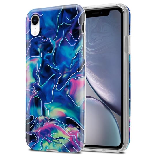 Pokrowiec Etui Do Apple iPhone XR w Niebiesko Różowy Marmur No. 17 Obudowa Case Cover Silikon Plecki Cadorabo Cadorabo