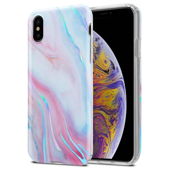 Pokrowiec Etui Do Apple iPhone XS MAX w Biało Różowy Marmur No. 15 Obudowa Case Cover Silikon Plecki Cadorabo Cadorabo