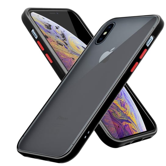Pokrowiec Etui Do Apple iPhone XS MAX w Matowe Czarno - Czerwone Guziki TPU Hard Case Obudowa Ochronny Cadorabo Cadorabo