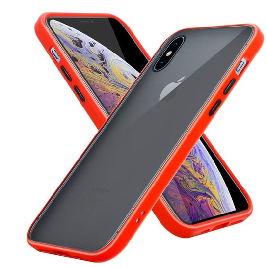 Pokrowiec Etui Do Apple iPhone XS MAX w Matowe Czerwono - Czarne Guziki TPU Hard Case Obudowa Ochronny Cadorabo Cadorabo
