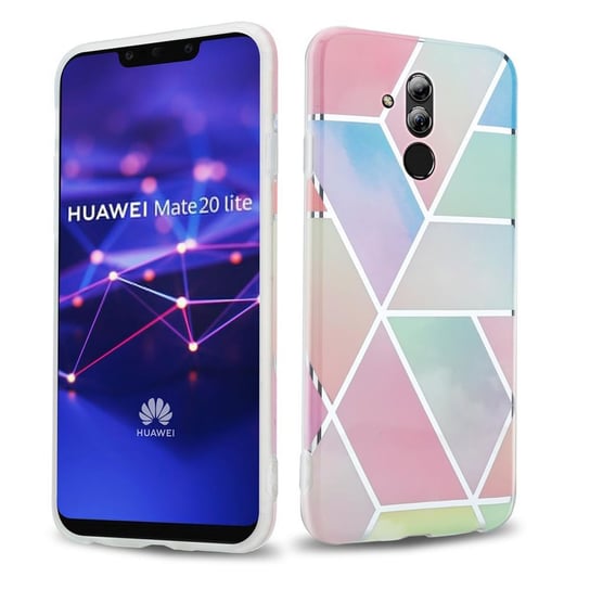 Pokrowiec Etui Do Huawei MATE 20 LITE w Tęczowy Marmur No. 11 Obudowa Case Cover Silikon Plecki Cadorabo Cadorabo