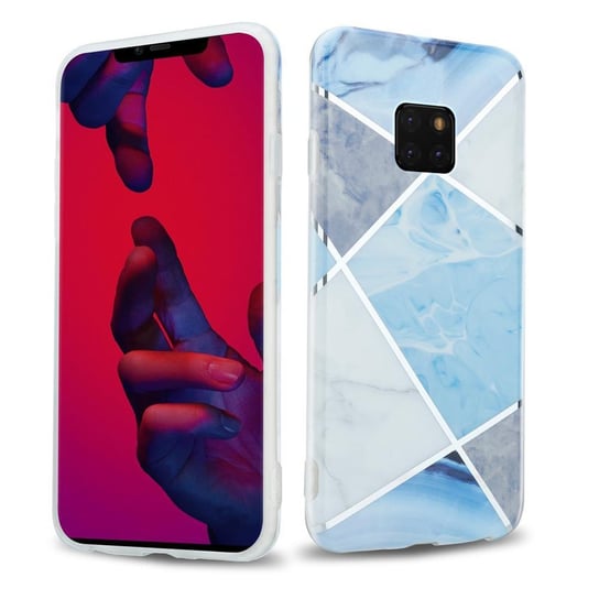 Pokrowiec Etui Do Huawei MATE 20 PRO w Niebiesko Biało Szary Marmur No. 2 Obudowa Case Cover Silikon Plecki Cadorabo Cadorabo