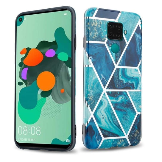 Pokrowiec Etui Do Huawei MATE 30 LITE w Niebieskie Fale Marmur No. 13 Obudowa Case Cover Silikon Plecki Cadorabo Cadorabo