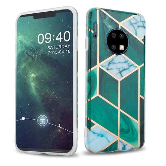 Pokrowiec Etui Do Huawei MATE 30 w Ciemnozielono Biało Złoty Marmur No. 6 Obudowa Case Cover Silikon Plecki Cadorabo Cadorabo