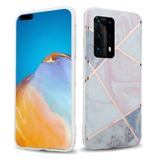 Pokrowiec Etui Do Huawei P40 w Różowo Biało Złoty Marmur No. 9 Obudowa Case Cover Silikon Plecki Cadorabo Cadorabo