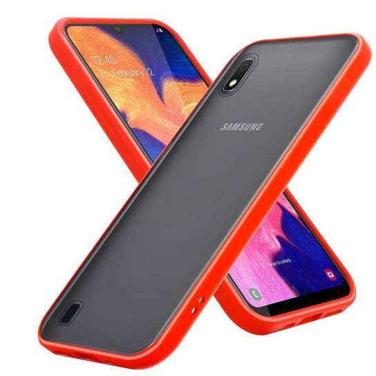 Pokrowiec Etui Do Samsung Galaxy A10 / M10 w Matowe Czerwono - Czarne Guziki TPU Hard Case Obudowa Ochronny Cadorabo Cadorabo