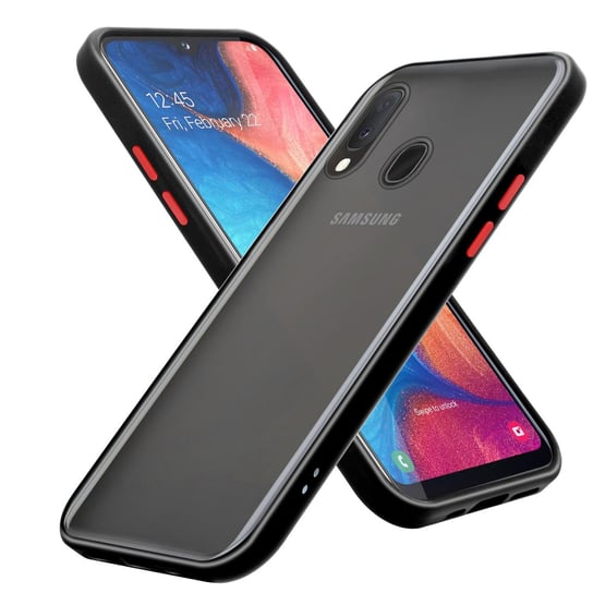 Pokrowiec Etui Do Samsung Galaxy A10e / A20e w Matowe Czarno - Czerwone Guziki TPU Hard Case Obudowa Ochronny Cadorabo Cadorabo
