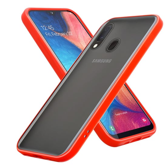 Pokrowiec Etui Do Samsung Galaxy A10e / A20e w Matowe Czerwono - Czarne Guziki TPU Hard Case Obudowa Ochronny Cadorabo Cadorabo