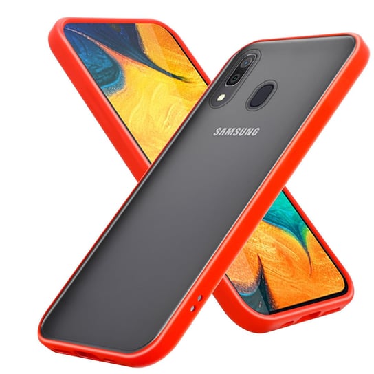 Pokrowiec Etui Do Samsung Galaxy A20 / A30 / M10s w Matowe Czerwono - Czarne Guziki TPU Hard Case Obudowa Ochronny Cadorabo Cadorabo