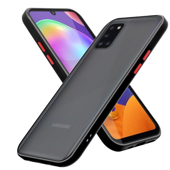 Pokrowiec Etui Do Samsung Galaxy A31 w Matowe Czarno - Czerwone Guziki TPU Hard Case Obudowa Ochronny Cadorabo Cadorabo