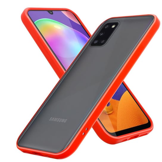 Pokrowiec Etui Do Samsung Galaxy A31 w Matowe Czerwono - Czarne Guziki TPU Hard Case Obudowa Ochronny Cadorabo Cadorabo
