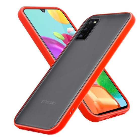 Pokrowiec Etui Do Samsung Galaxy A41 w Matowe Czerwono - Czarne Guziki TPU Hard Case Obudowa Ochronny Cadorabo Cadorabo