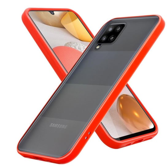 Pokrowiec Etui Do Samsung Galaxy A42 5G / M42 5G w Matowe Czerwono - Czarne Guziki TPU Hard Case Obudowa Ochronny Cadorabo Cadorabo