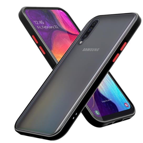 Pokrowiec Etui Do Samsung Galaxy A50 4G / A50s / A30s w Matowe Czarno - Czerwone Guziki TPU Hard Case Obudowa Ochronny Cadorabo Cadorabo