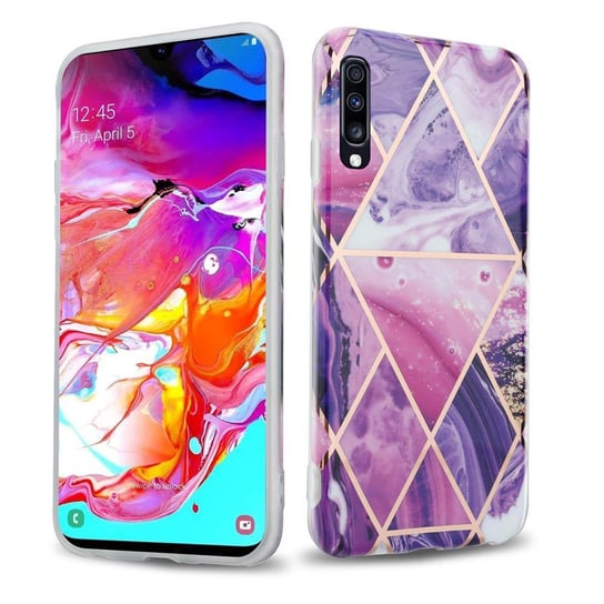 Pokrowiec Etui Do Samsung Galaxy A70 / A70s w Fioletowe Fale Marmur No. 14 Obudowa Case Cover Silikon Plecki Cadorabo Cadorabo