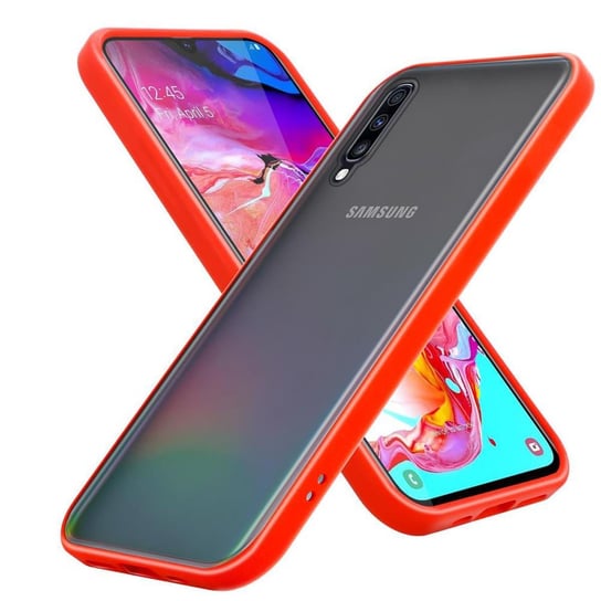 Pokrowiec Etui Do Samsung Galaxy A70 / A70s w Matowe Czerwono - Czarne Guziki TPU Hard Case Obudowa Ochronny Cadorabo Cadorabo