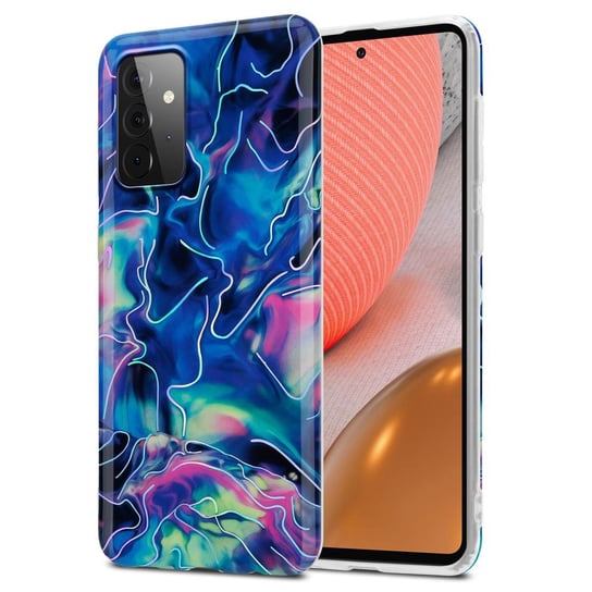 Pokrowiec Etui Do Samsung Galaxy A72 4G / 5G w Niebiesko Różowy Marmur No. 17 Obudowa Case Cover Silikon Plecki Cadorabo Cadorabo