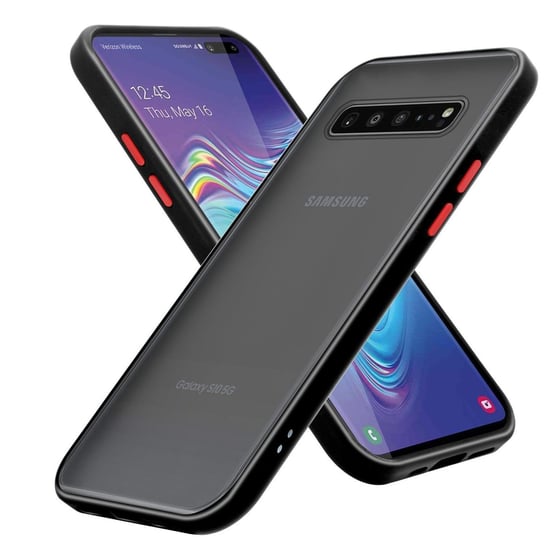 Pokrowiec Etui Do Samsung Galaxy S10 4G w Matowe Czarno - Czerwone Guziki TPU Hard Case Obudowa Ochronny Cadorabo Cadorabo
